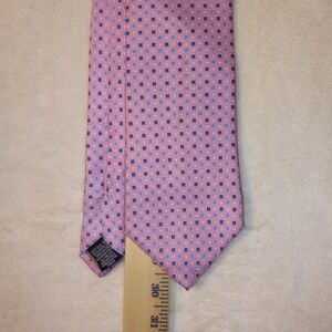 Frangi Men's Tie Pink w/Blue design 100% Silk Italy 60"x3.5" Necktie